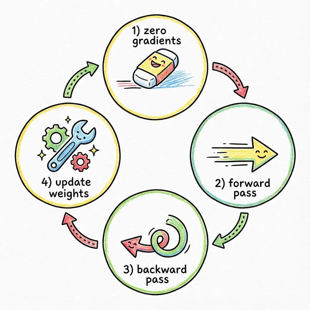 The four sacred steps of training: zero_grad, forward, backward, step