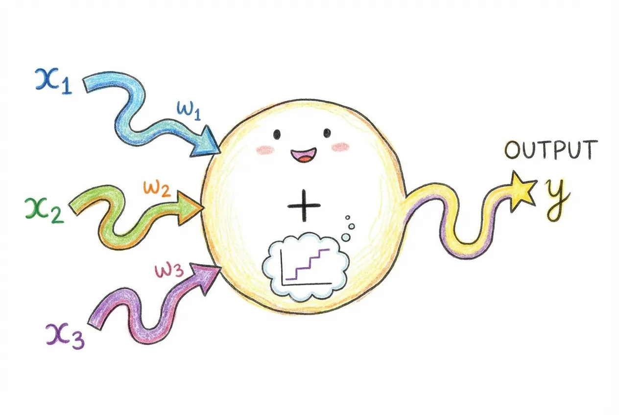 How a single neuron calculates its output