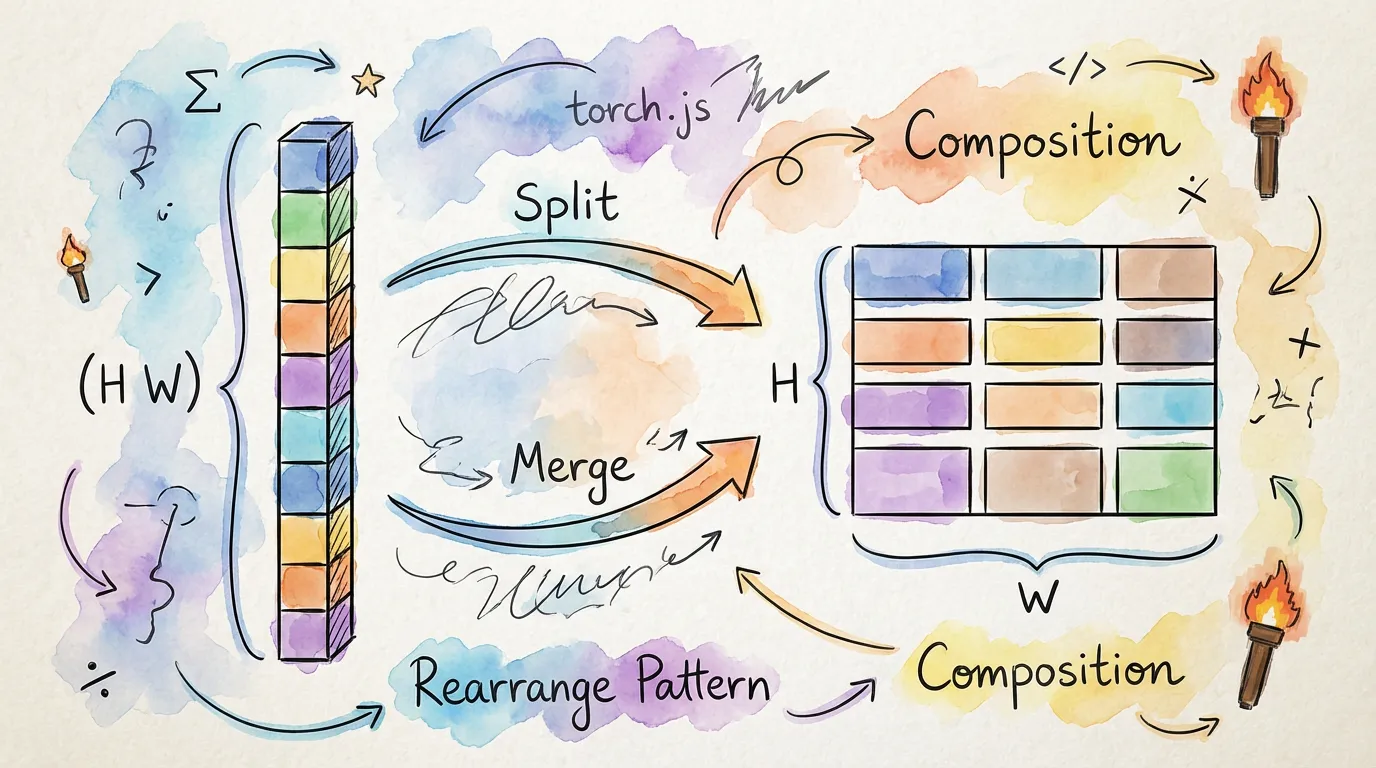 Visualizing the split and merge operations in Einops