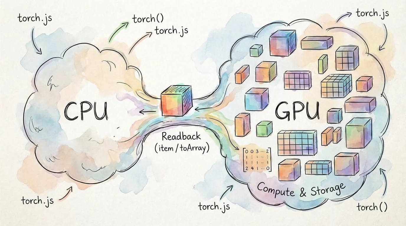 Diagram showing data staying on GPU during computation