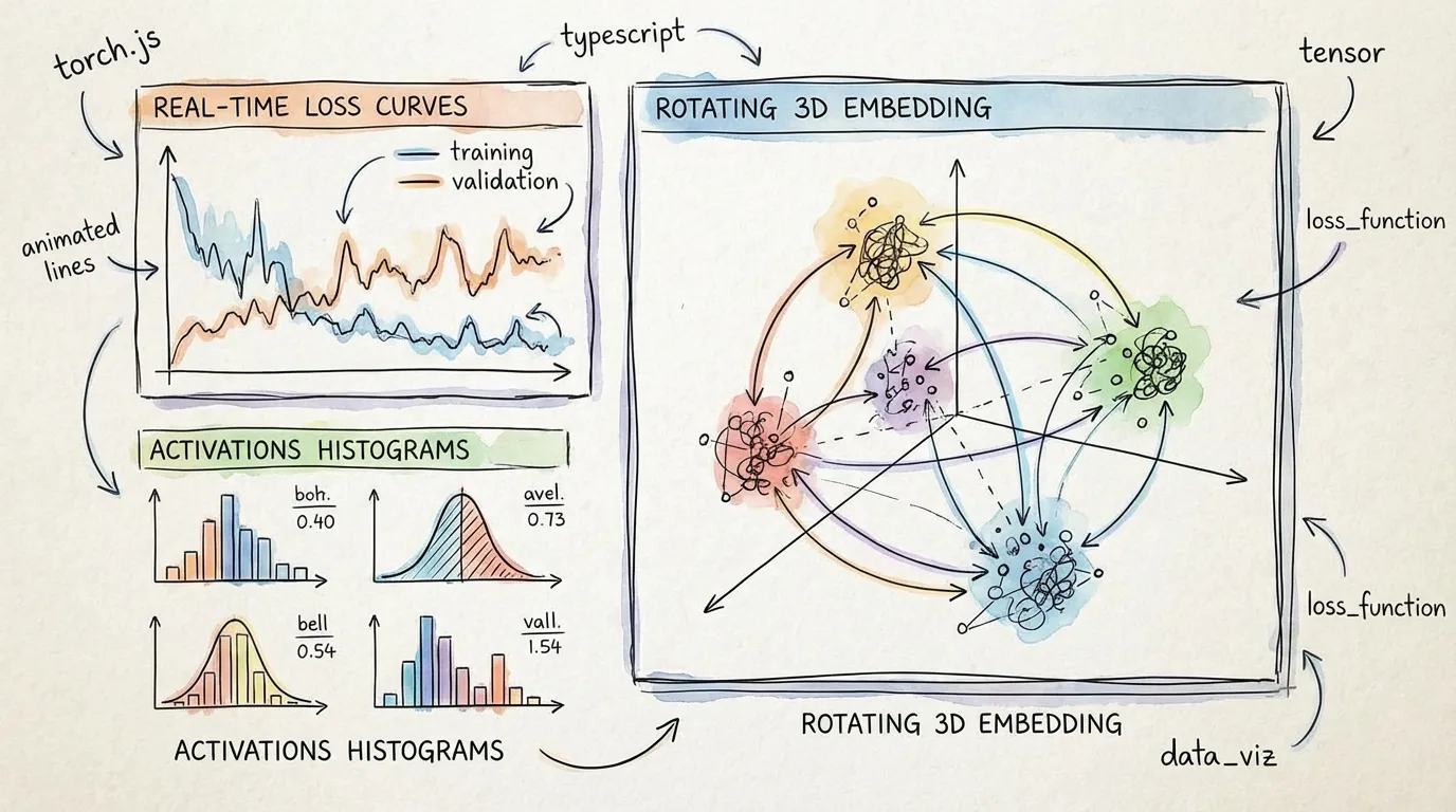 Live visualization of model training metrics and activations