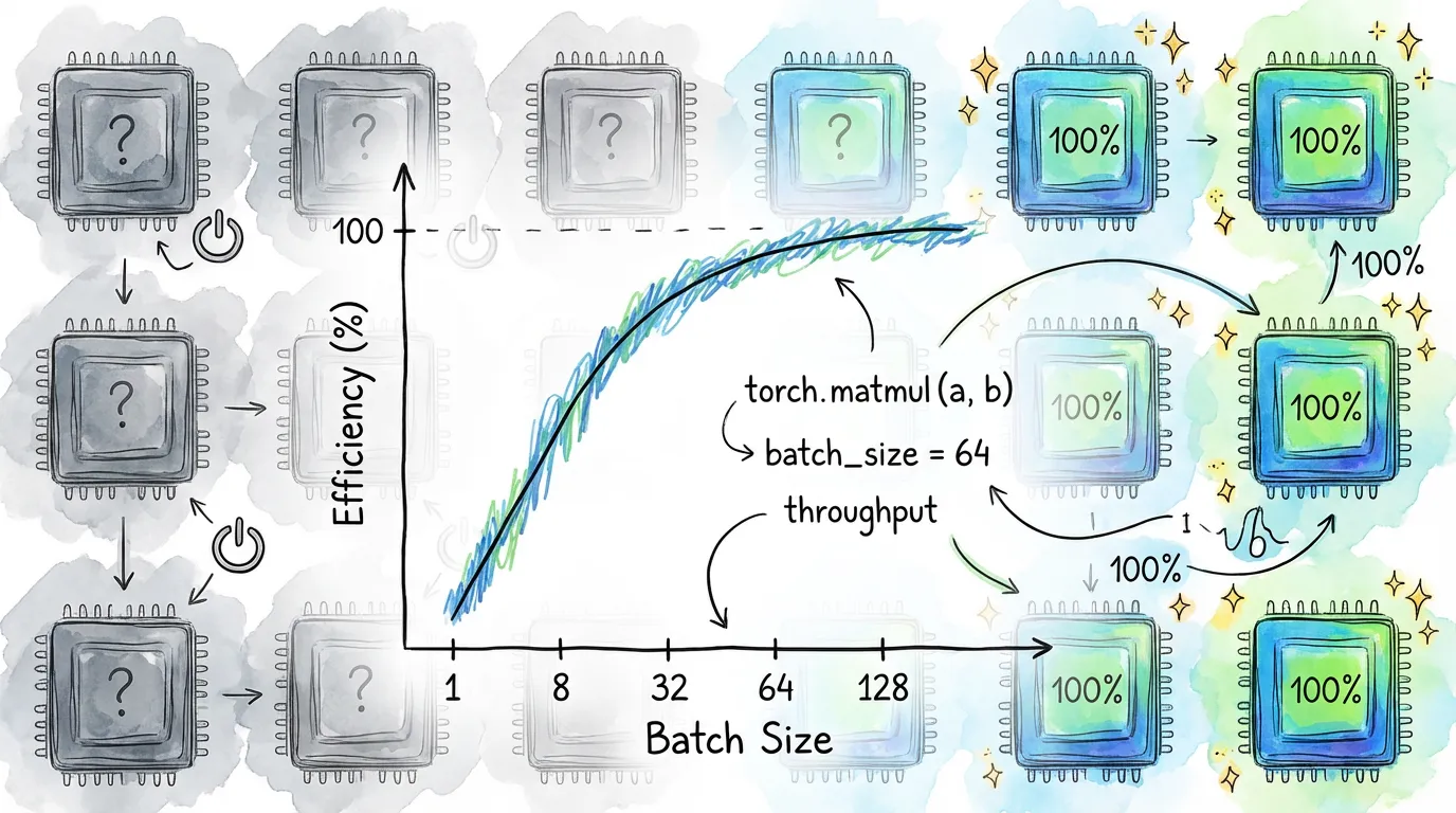 Graph showing efficiency increasing with batch size