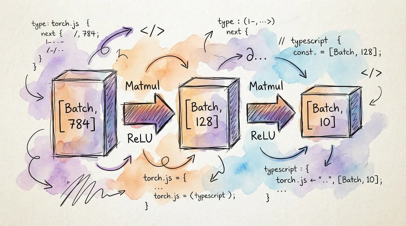 Visualization of how shape types flow through a neural network